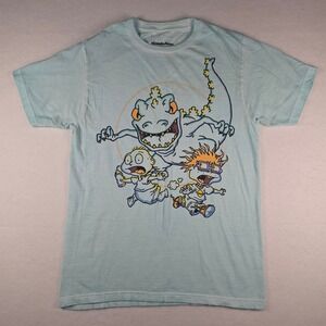 Nickelodeon Rugrats Reptar T-Shirt Small Blue Tommy Chuckie Graphic Tee
